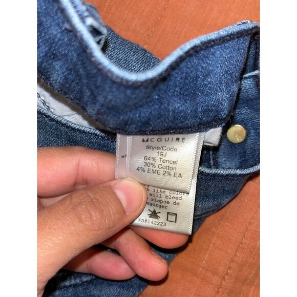 Mcguire Denim High Rise Flare Leg Jeans 27 Raw Hem Blue Wash Womens - Picture 10 of 11